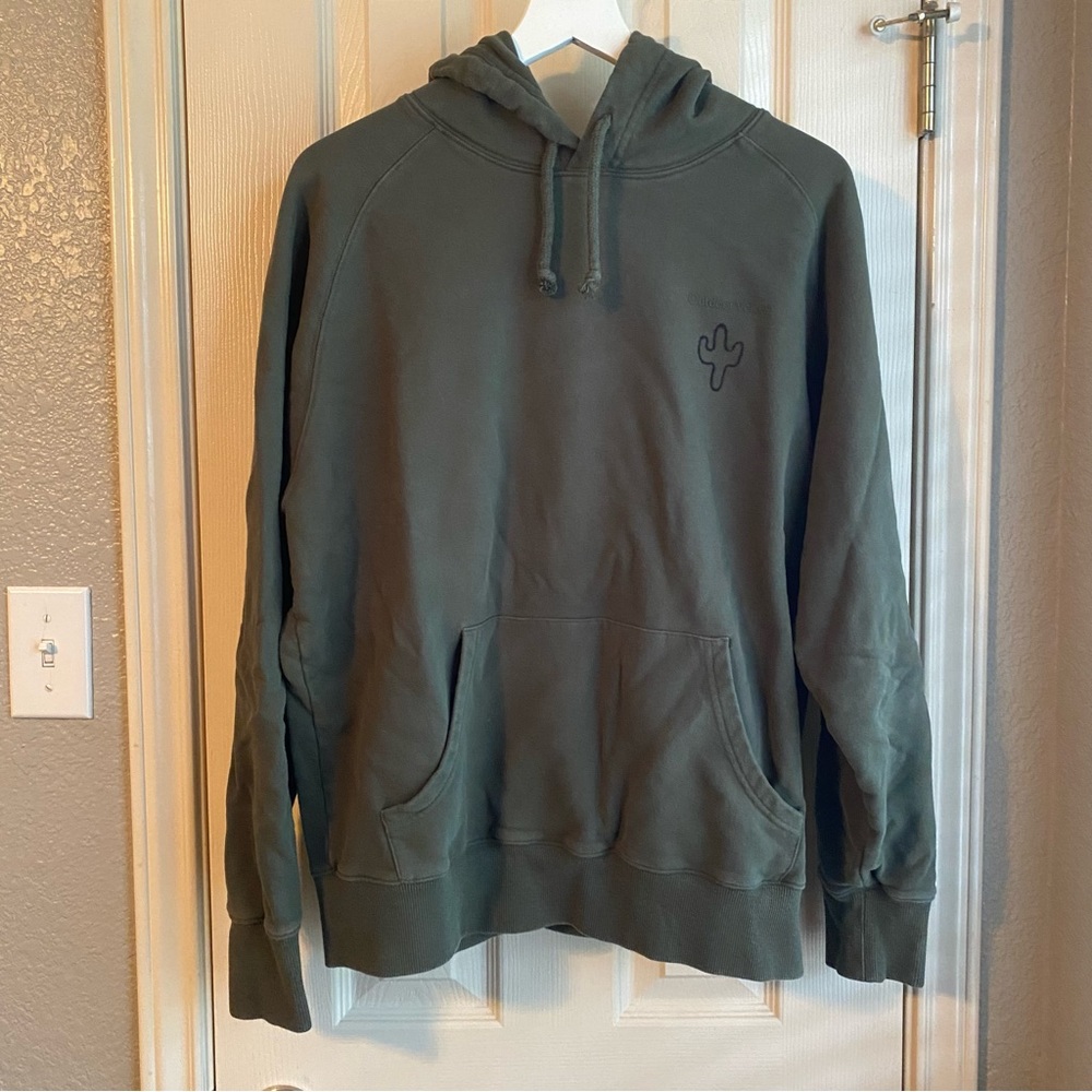 EUC Outdoor Voices Pickup Hoodie in Forest, Size Medium, Cross-stitched Cactus